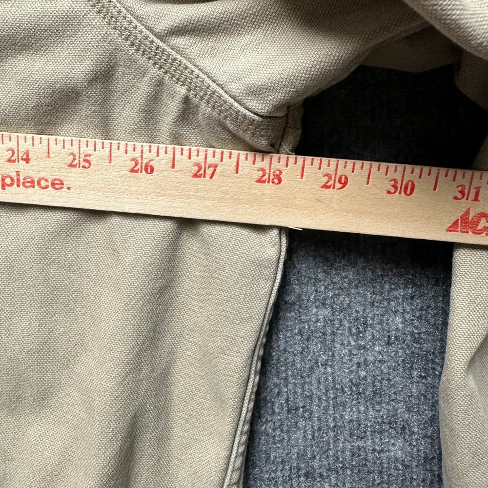 LL Bean Mens XL Tall Khaki Canvas Flannel Lined Shirt Jacket Plaid Heavy Cotton